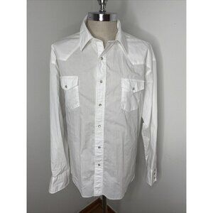 Wrangler Men Pearl Snap Shirt Sz 3X White Pockets Long Sleeve Western Cowboy
